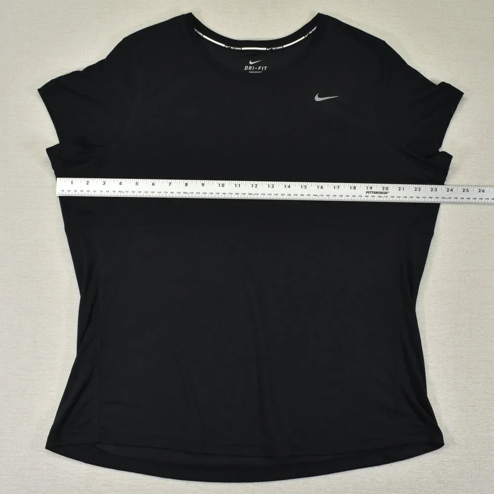 Nike Dri-Fit Running Shirt Women's Size 1X Black Short Sleeve Lightweight Gym